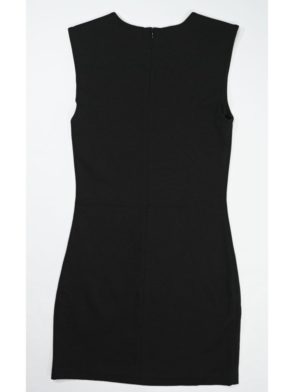 Helsa Eco Roma Ponte Crew Neck Black Sleeveless Mini Dress - Picture 3 of 3
